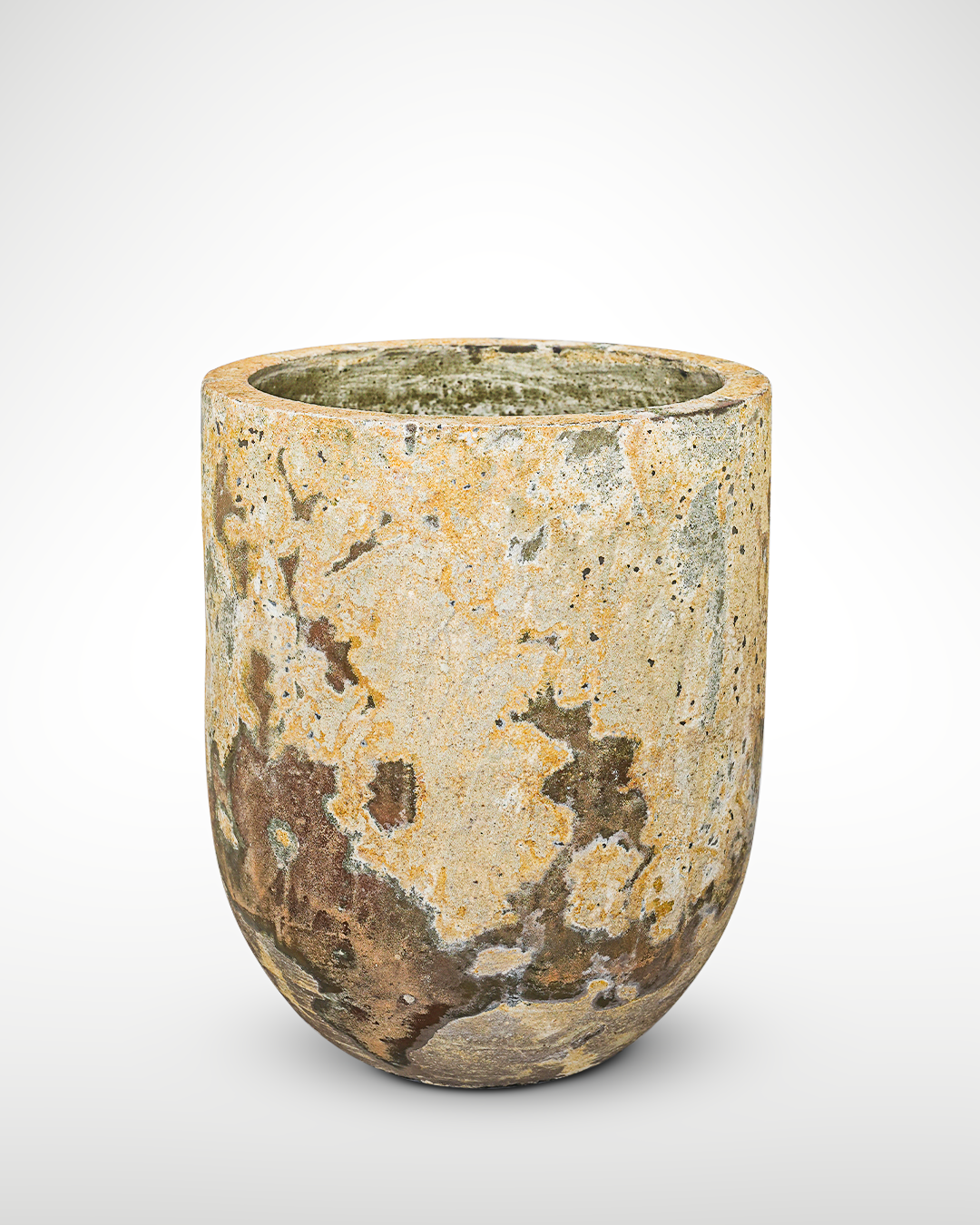 Texture VASE 13 - Name COLUMBIA - OD_W 24” Po  24” Ht.  30” Base 14” Weight 190 LB” Texture Savana